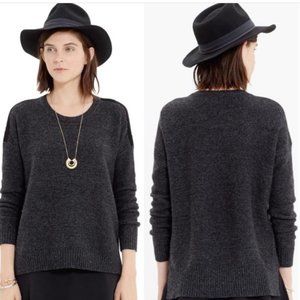 Madewell Grey Suede Stripe Texture Sweater